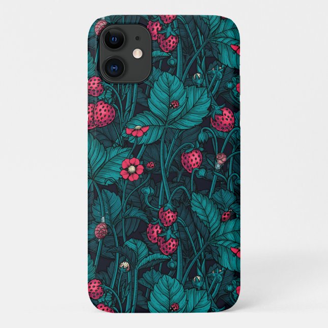 Wild strawberries, red and blue Case-Mate iPhone case (Back)