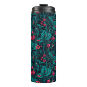 Wild strawberries, red and blue thermal tumbler