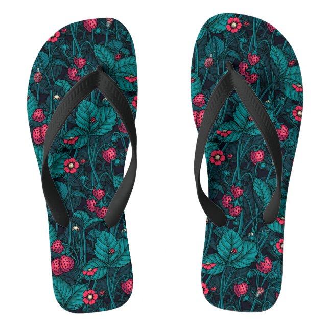 Wild strawberries, red and blue thongs (Footbed)