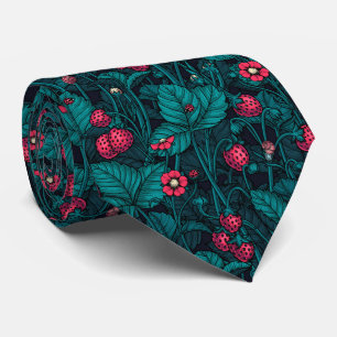 Wild strawberries, red and blue tie