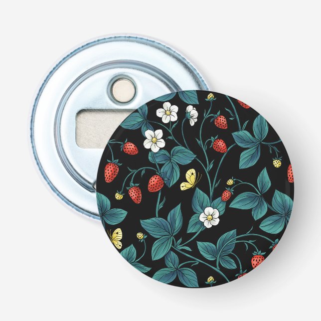 Wild strawberries red/yellow/blue/black bottle opener (Front)