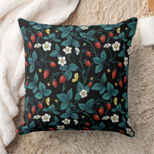 Wild strawberries red/yellow/blue/black cushion