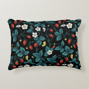 Wild strawberries red/yellow/blue/black decorative cushion