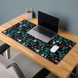Wild strawberries red/yellow/blue/black desk mat