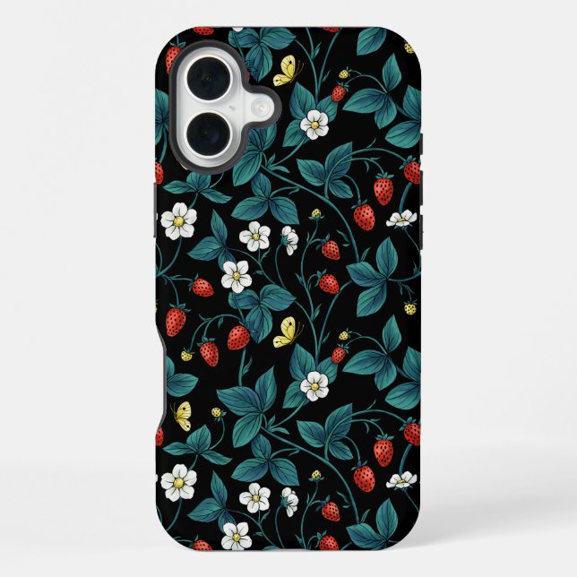 Wild strawberries red/yellow/blue/black iPhone case (Back)