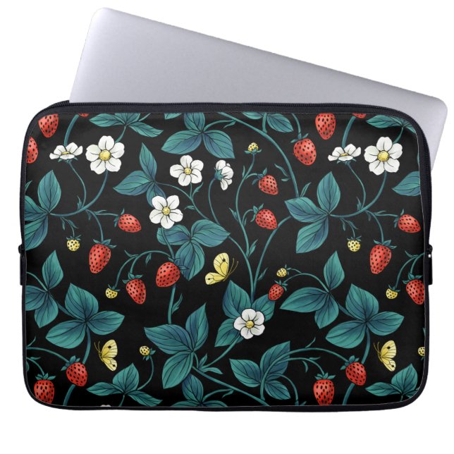 Wild strawberries red/yellow/blue/black laptop sleeve (Front)