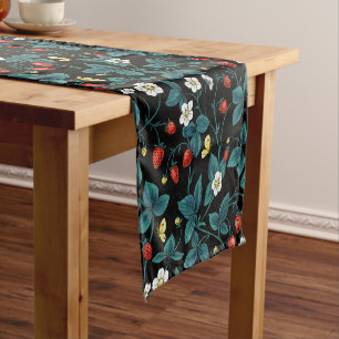 Wild strawberries red/yellow/blue/black short table runner