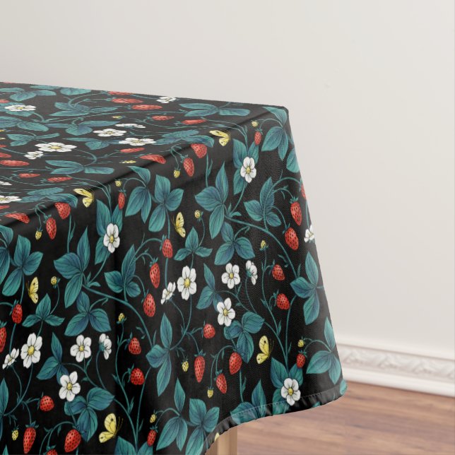 Wild strawberries red/yellow/blue/black tablecloth (In Situ)