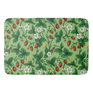 Wild strawberries red/yellow/green/ bath mat