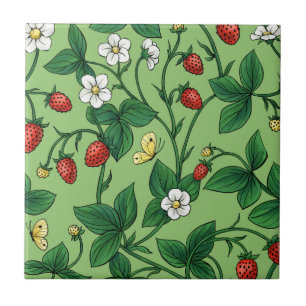 Wild strawberries red/yellow/green/ ceramic tile