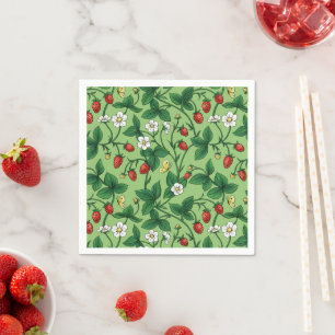 Wild strawberries red/yellow/green/ napkin