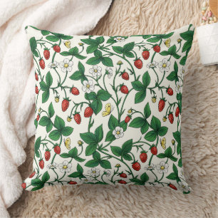 Wild strawberries red/yellow/green/off white cushion