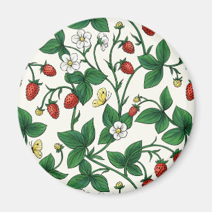 Wild strawberries red/yellow/green/off white magnet