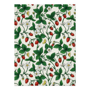 Wild strawberries red/yellow/green/off white poster