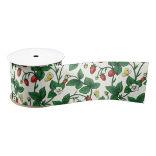 Wild strawberries red/yellow/green/off white satin ribbon