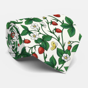 Wild strawberries red/yellow/green/off white tie