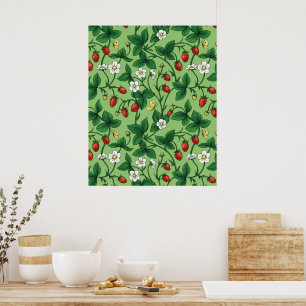 Wild strawberries red/yellow/green/ poster