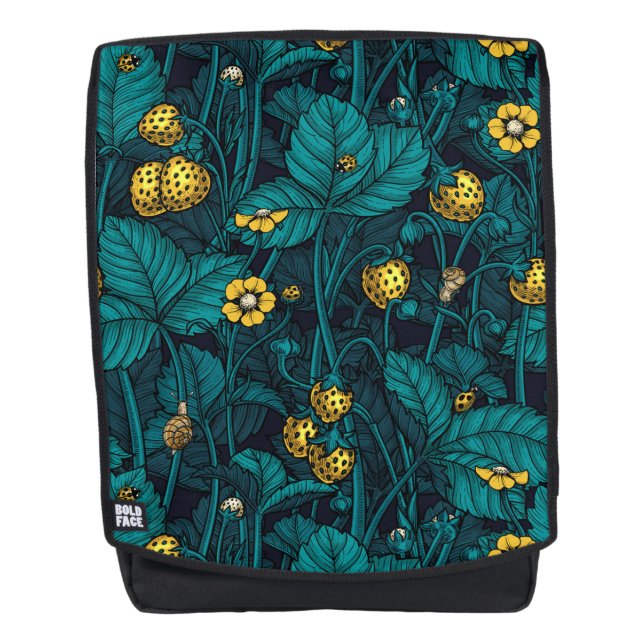 Wild strawberries, yellow and blue backpack (Front)