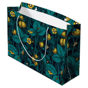 Wild strawberries, yellow and blue large gift bag