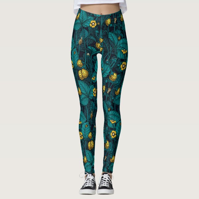 Wild strawberries, yellow and blue leggings (Front)
