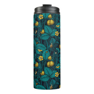 Wild strawberries, yellow and blue thermal tumbler