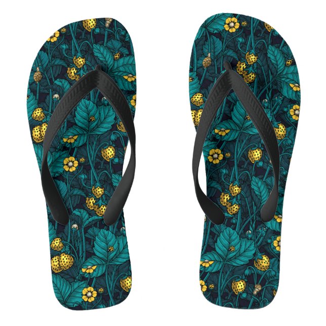 Wild strawberries, yellow and blue thongs (Footbed)