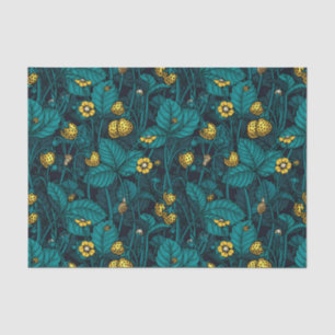 Wild strawberries, yellow and blue tissue paper