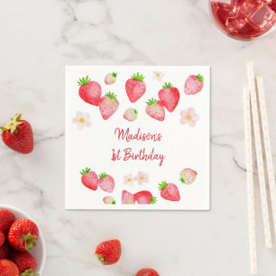 Wild Strawberry Berry Sweet Birthday Napkin