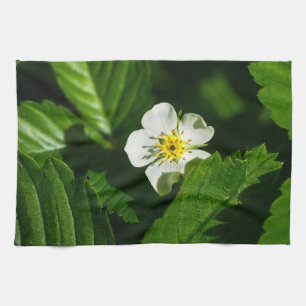 Wild Strawberry Flower Tea Towel