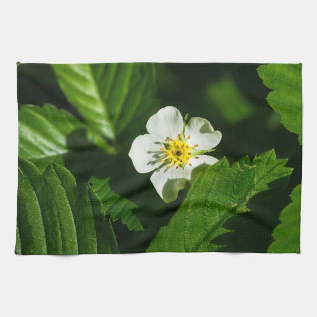 Wild Strawberry Flower Tea Towel (Horizontal)