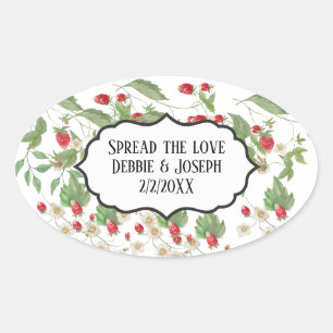 Wild Strawberry Jam Wedding Favour Bridal Shower Oval Sticker