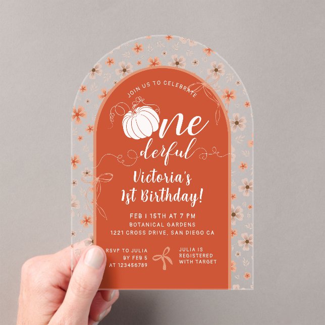 WILD STRAWBERRY SWEET BABY BIRTHDAY ACRYLIC INVITATIONS (Insitu (Handheld))