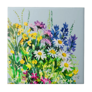 Wild summer flowers ceramic tile