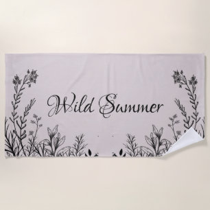Wild Summer Wildflower Doodles Beach Towel