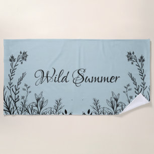 Wild Summer Wildflower Doodles Beach Towel