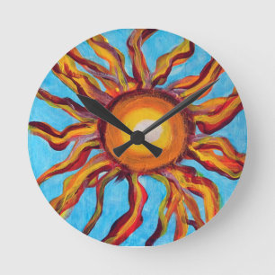 Wild Sun Round Clock