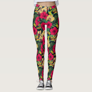 Wild sunflowers and goldcrest birds/ yellow and gr leggings