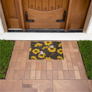 Wild sunflowers and goldcrest birds/ yellow doormat