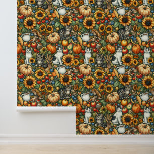 Wild Sunflowers, Cats and Coffee Pitchers Wallpaper