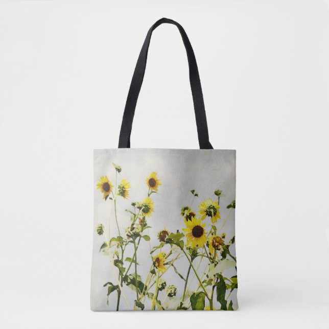 Wild Sunflowers Yellow Flower Floral Art Tote Bag (Front)