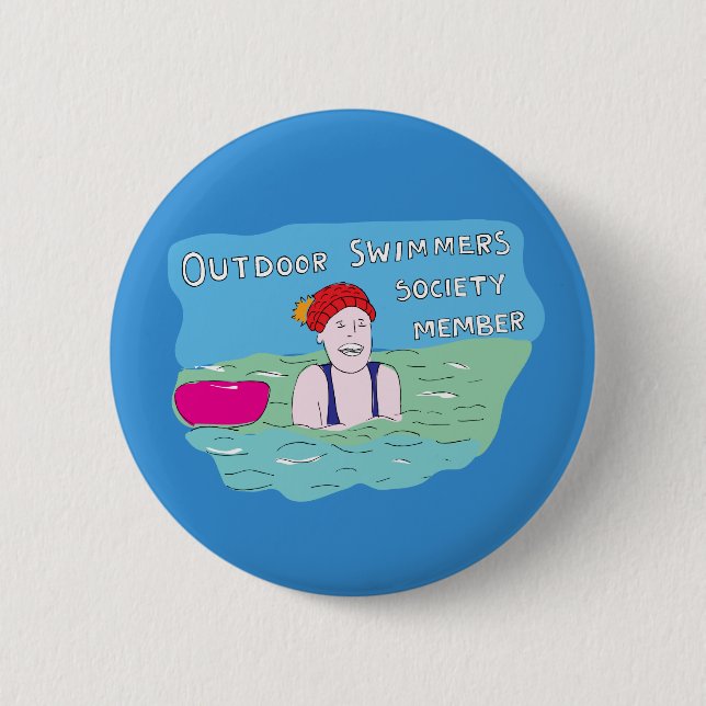 Wild swimming outdoor swimmer club member 6 cm round badge (Front)