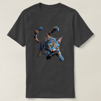 Wild Tabby Cat Gaming Controller Bite - Funny Cat T-Shirt