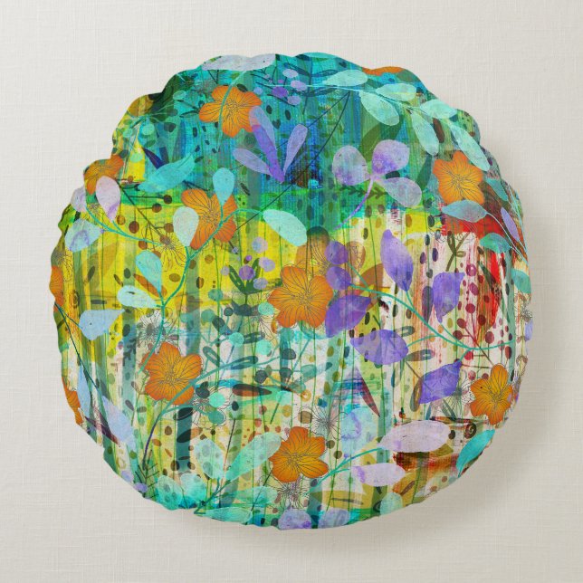 Wild Tangerine - Nature Inspired Art by JustJaynie Round Cushion (Front)
