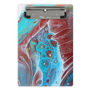 Wild Teal & Copper Acrylic Fluid Art Abstract Mini Clipboard