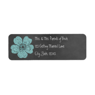 Wild Teal Roses Chalkboard Avery Label Return Address Label