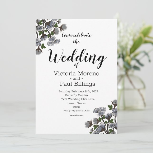 Wild Texas Cotton Design Invitation (Standing Front)