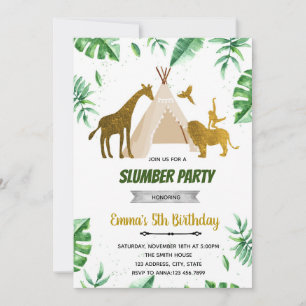 Wild thing slumber party invitation