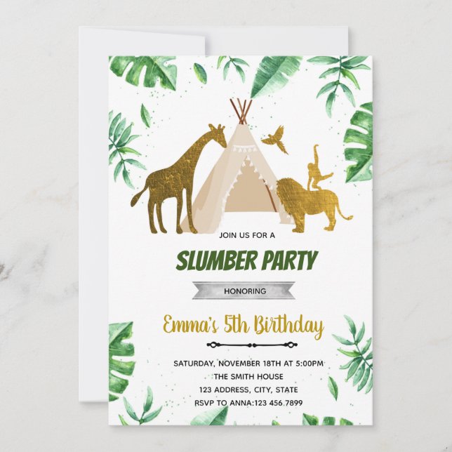 Wild thing slumber party invitation (Front)