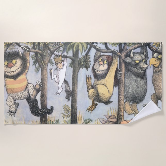 Wild Things and Max Swinging From Trees Beach Towel (Front)