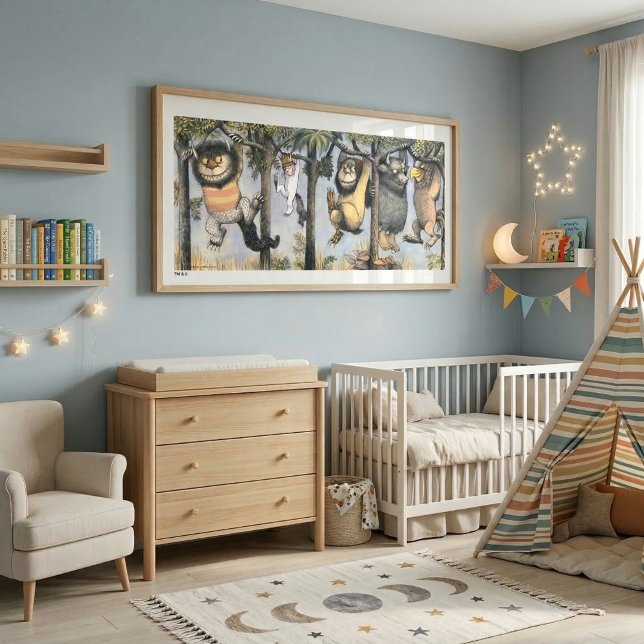 Wild Things and Max Swinging From Trees Poster (Generated image of large size poster on wall)